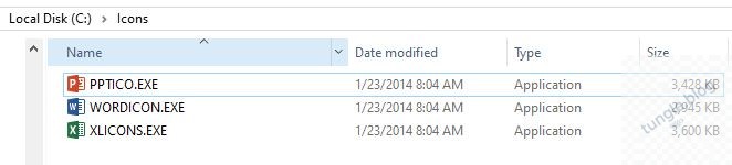 Cấu trúc thư mục C:\Icons chứa file icon Office 2013