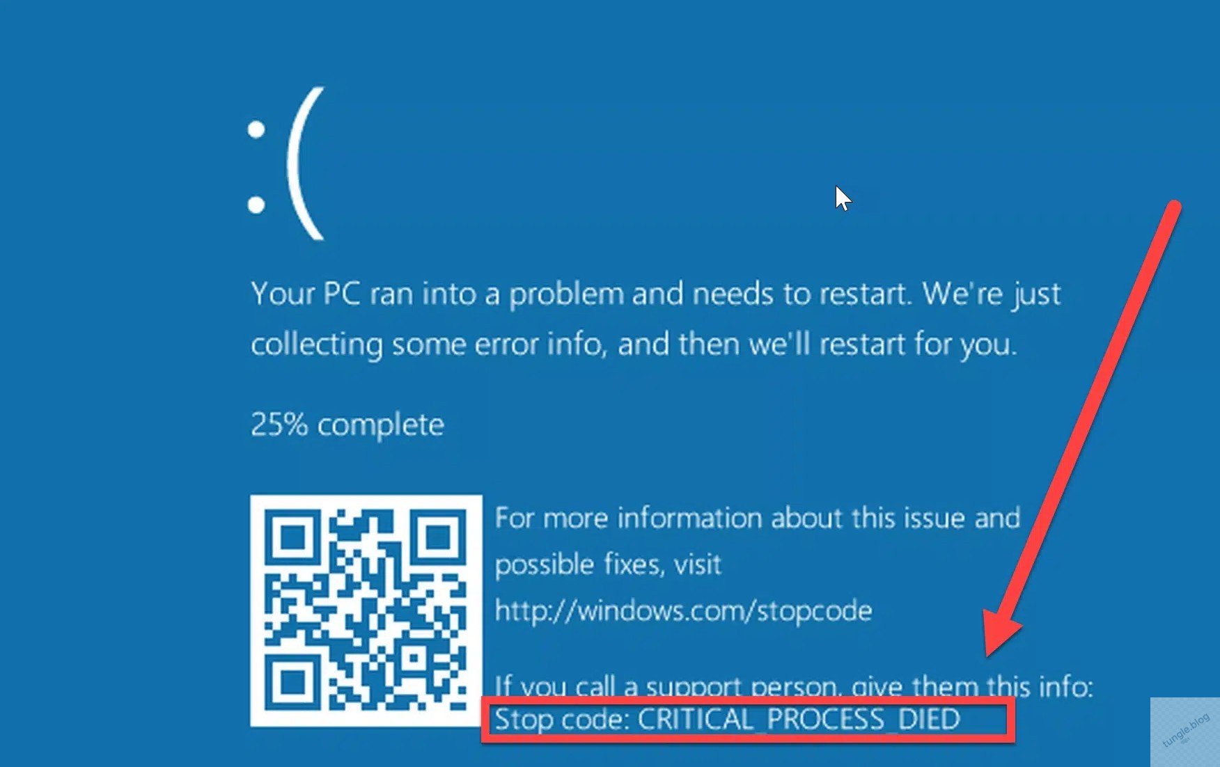 sửa lỗi màn hình xanh Windows: CRITICAL_PROCESS_DIED
