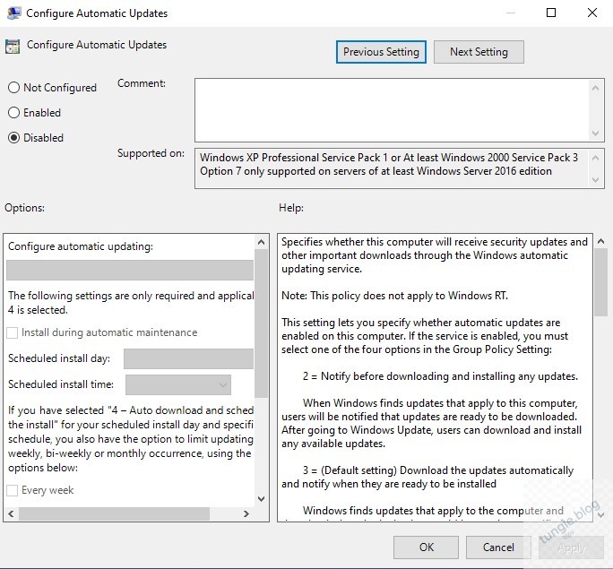 Tắt Windows Update bằng Group Policy Editor