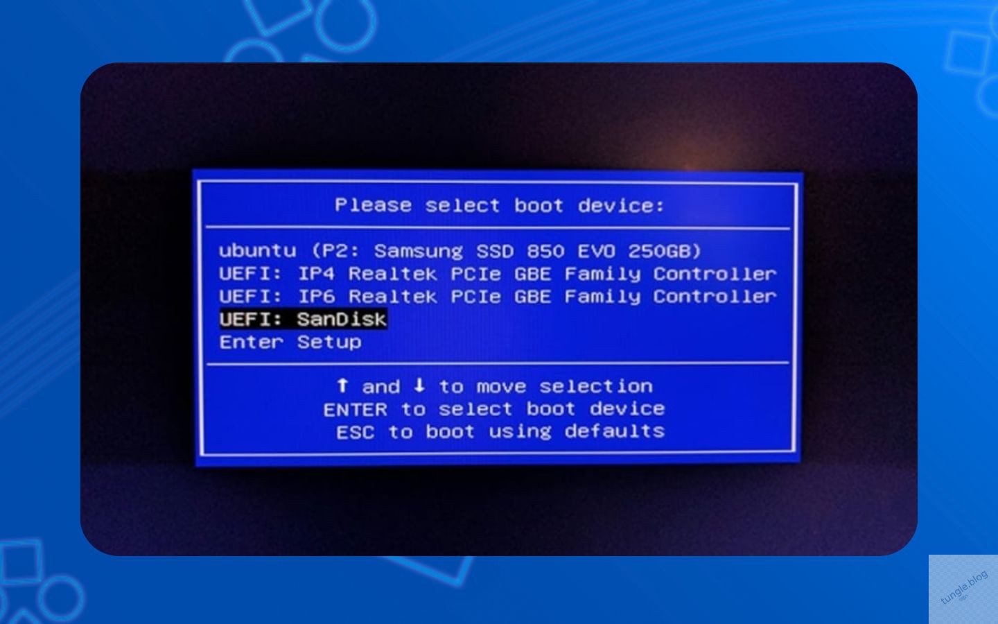 Chọn ổ đĩa usb boot từ boot menu