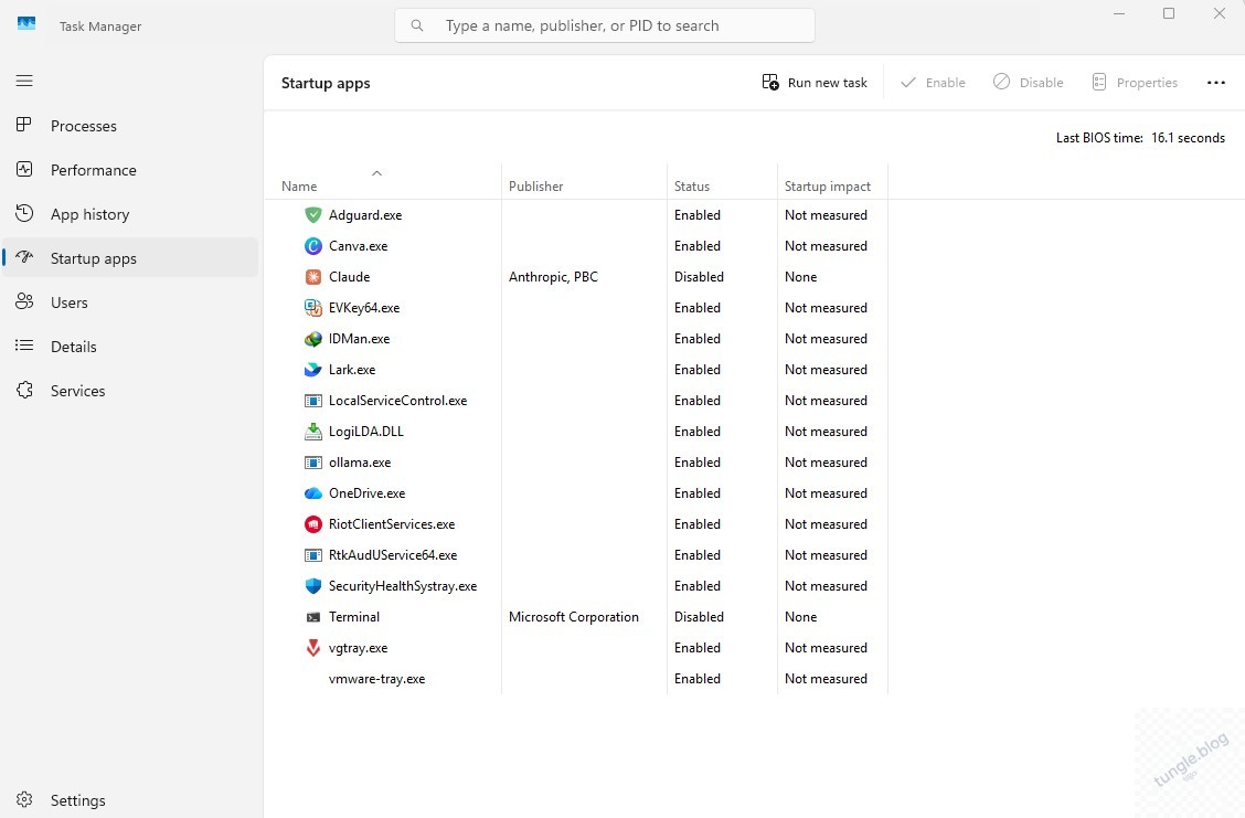 Last BIOS time trong Task Manager đo thời gian khởi động