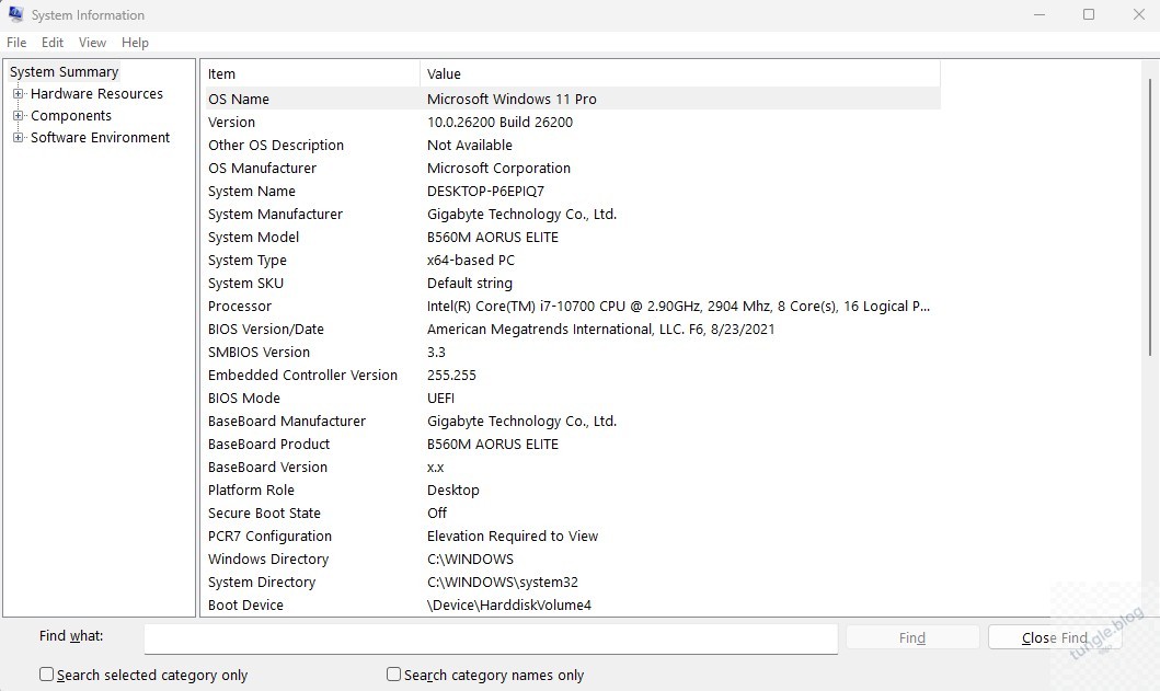 Xem cấu hình PC trên windows bằng msinfo32