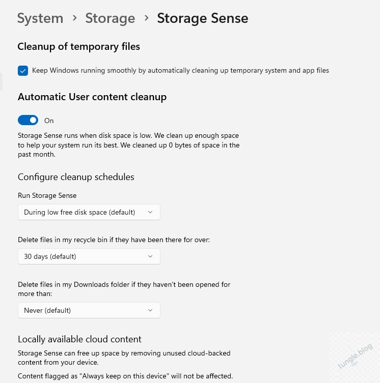 Ngăn nguy cơ ổ C đầy bằng cách bật storage sense