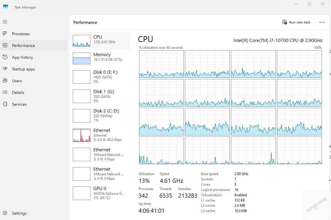 check cấu hình PC cơ bản qua taskManaager của windows