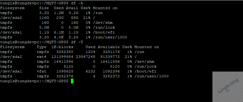 xem disk và partition trên Linux bằng lệnh df