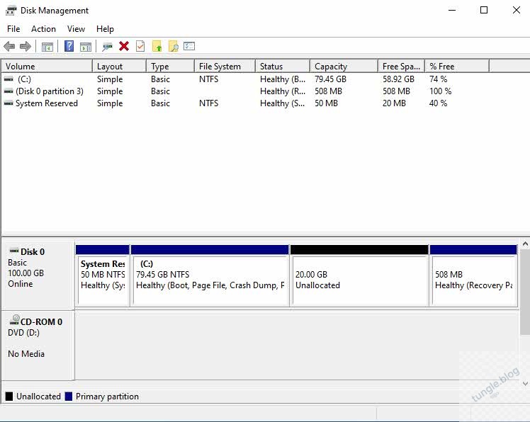 chia ổ cứng không mất dữ liệu bằng Disk Management