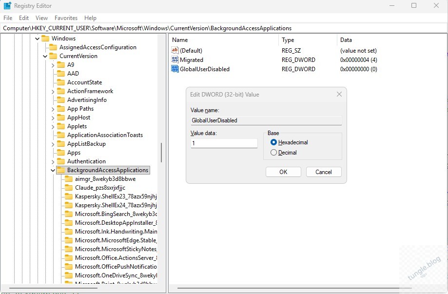 tắt ứng dụng chạy ngầm Windows 11: tắt toàn bộ